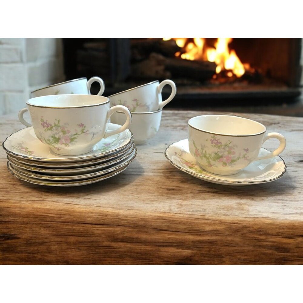 Vintage Homer Laughlin Jean set of 6 Teacups and Saucers
